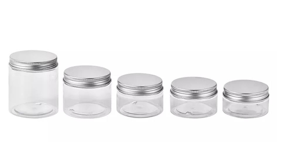 Alüminyum Gümüş Kapaklı Gıda Sınıfı Geniş Ağızlı Kozmetik PET Plastik Kavanozlar 80ml